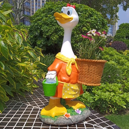 Couple Duck Garden Statue Duck Succulent Plant Flower Pot Goose Flower Pot Statue Indoor and Outdoor Art Decoration Courtyard Garden Terrace Lawn and Office Decoration Ideal Festival Gift