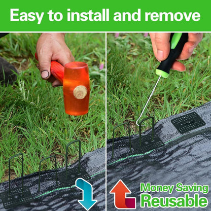 Bakulyor 50 Pcs Green Artificial Turf Stakes Anchor + 50 Pcs Buffer Washer, 6 Inch 11 Gauge Landscape Staples, Galvanized Lawn Spikes, Heavy Duty Yard Ground Pin for Grass Weed Barrier Sod Fabric
