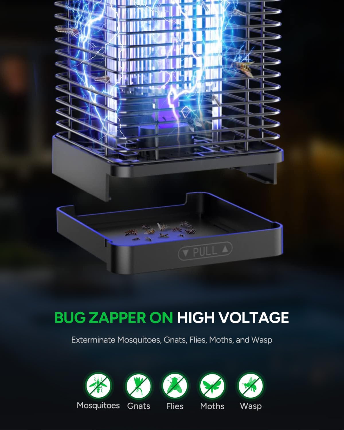 Buzbug LED Bug Zapper Indoor Outdoor, Durable 10 Years Lifespan Lamp, Sustainable Less Power, 6.5ft Power Cord, High-Voltage Mosquito Zapper, Fly Trap Mosquito Trap, Fly Killer Fly Zapper