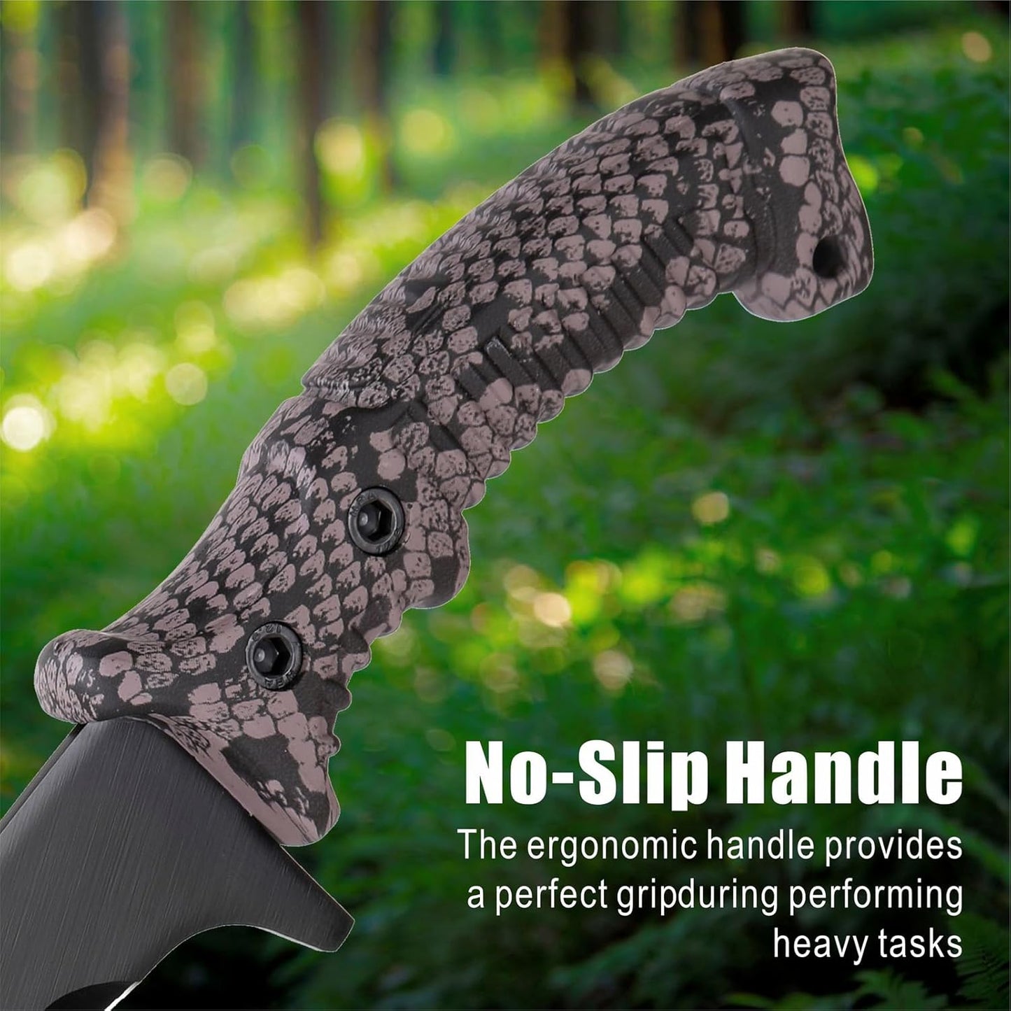REAT Kukri Machete with Sheath,19 inch 420 Stainless Steel Blade,Non-silp Rubber Handle, Machetes for Cutting Trees,Yard Work,Hunting,Camping