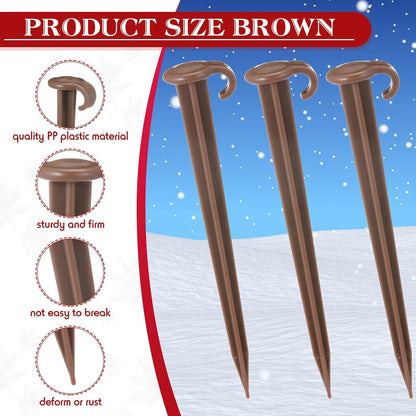Vicenpal 24 Pcs 7 Inch Plastic Yard Stakes Inflatables Heavy Duty Plastic Garden Stakes for Tent Ground Replacement Outdoor Fence Lawn Pegs Landscape Staples Halloween Christmas Decorations (Brown)