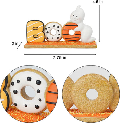 Newman House Studio Halloween Decorations Boo Collectible Figurines - Halloween Decor Indoor Cute Boo Ghost Sculptures Sign for Trick or Treat Theme Party Tabletop Farmhouse Decor 7.75 x 2 x 4.5 inch