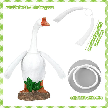 Poseable Goose Wings for 23''-28" Porch Goose Adjustable White Wire Geese Arm Wings Costume Accessories for Front Porch Lawn Patio Yard Decoration