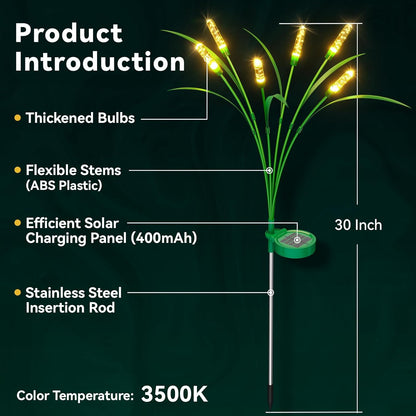 Solar Garden Lights 2 Pack, 16LED Swaying Solar Lights for Mother's Day, 30 Inches Waterproof Yard Light for Pathway Yard Outdoor Garden Decor, Gardening Gifts, Warm White