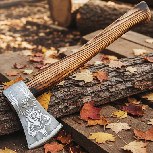 Splitting Axe Camping Chopping Hatchet Viking Tomahawk Battle Hunting Outdoor Solid Wood Handle 9912