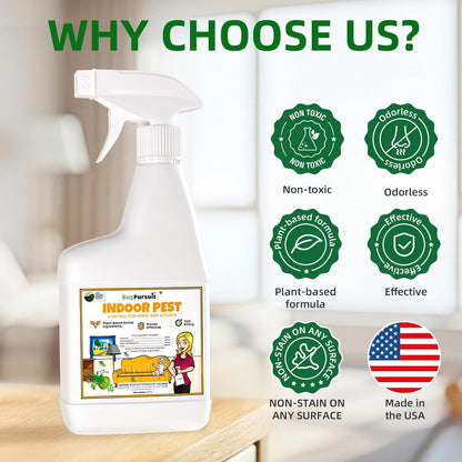 Bed Bug Spray 24 Oz, Carpet Beetle Killer, Indoor & Outdoor Bug Control for Mite, Ant, Spider and Flea, Plant Extract Based Non Toxic Bed Bug Killer, Child & Pet Safe