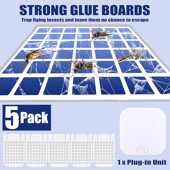Flying Insect Trap, Fruit Fly Traps for Indoors,Plug-in Bug Light Trap Indoor for Mosquito, Fruit Flies, Moths, Gnats, Flies(1 Devices + 5 Refills)