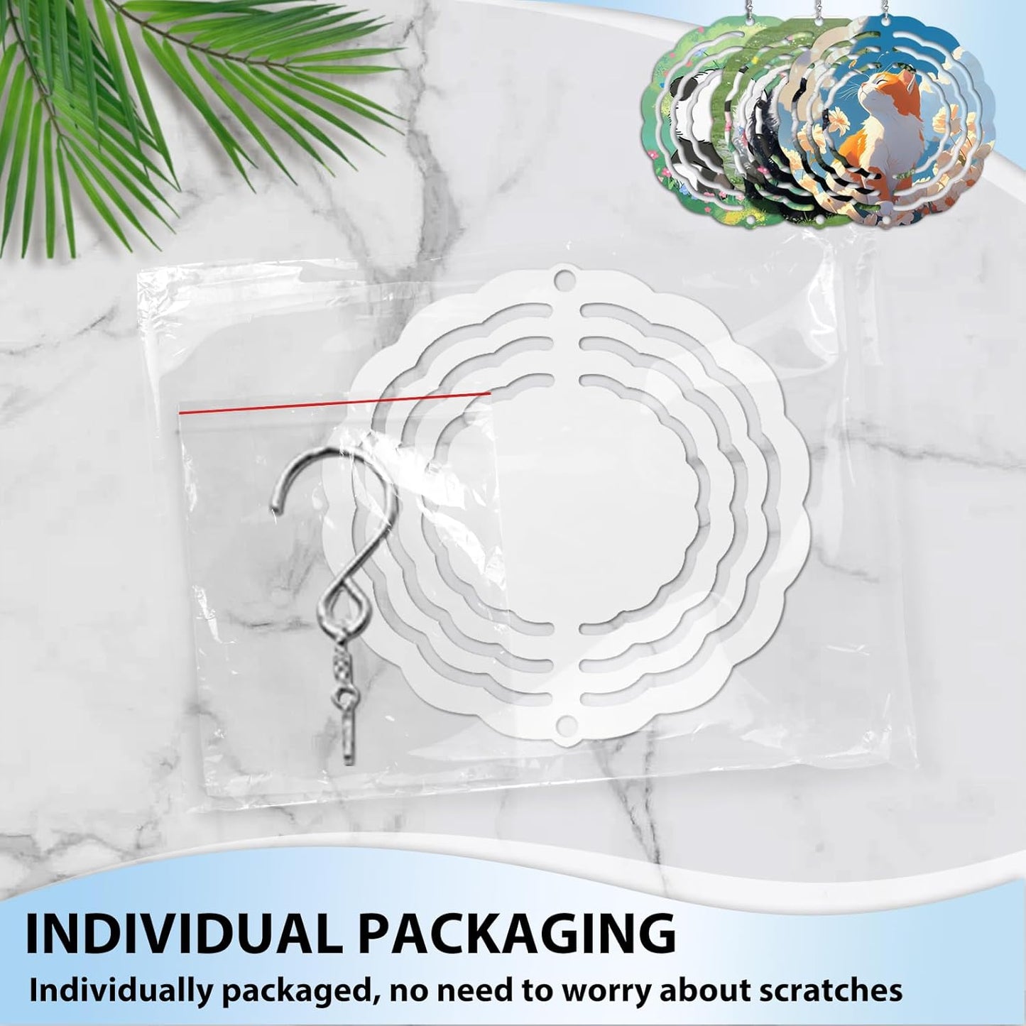 5 Pack 3 inch Sublimation Wind Spinners Blanks Wind Spinner Sublimation Blank Bulk 3D Aluminum Metal Wind Spinners for Yard and Garden Indoor Outdoor Window Porch Front Door Decoration Round