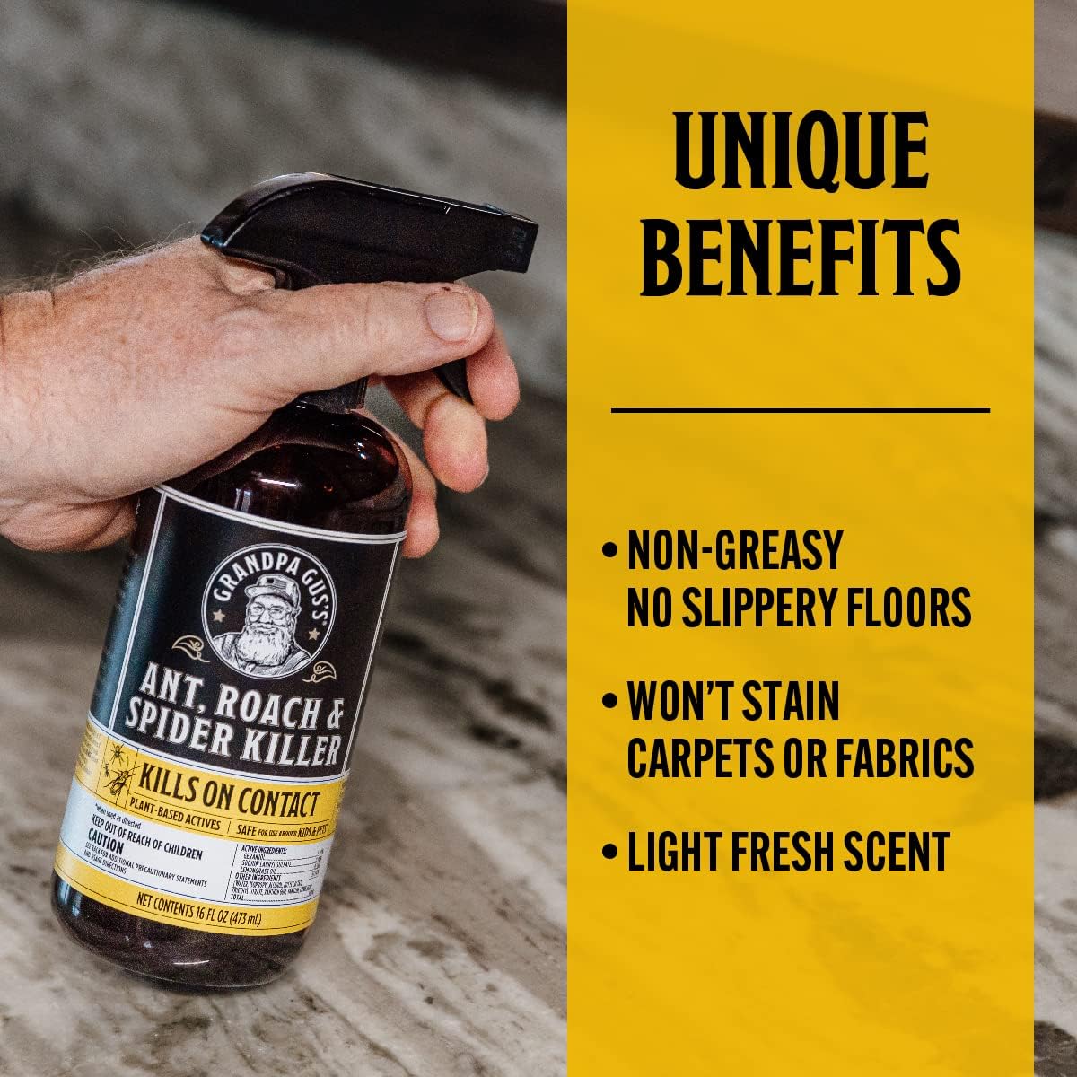 Grandpa Gus's Natural Spider and Insect Control Bundle - Non-Toxic Ant, Roach & Spider Killer Spray (16 oz) with Spider Repellent Pouches (10 Pouches), Safe Home and RV Pest Solution
