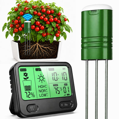 Soil Moisture Meter for Plants,4-in-1 Wireless Soil Tester,Soil Thermometer/Moisture/Sunlight
