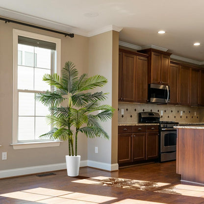 Artificial Palm Tree, 7ft Fake Areca Palm Plant with Basket, Large Faux Phoenix Palm UV Resistant Plants for Indoor Outdoor Home Garden Patio Office Décor