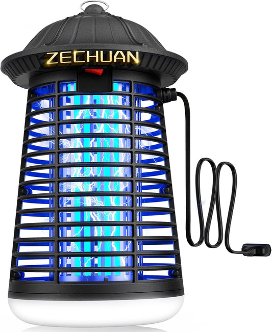 Bug Zapper Indoor Outdoor with LED Light, ZECHUAN Mosquito Killer Lantern, Electronic Fly Trap Insect Killer for Home, Backyard, Patio, Garden