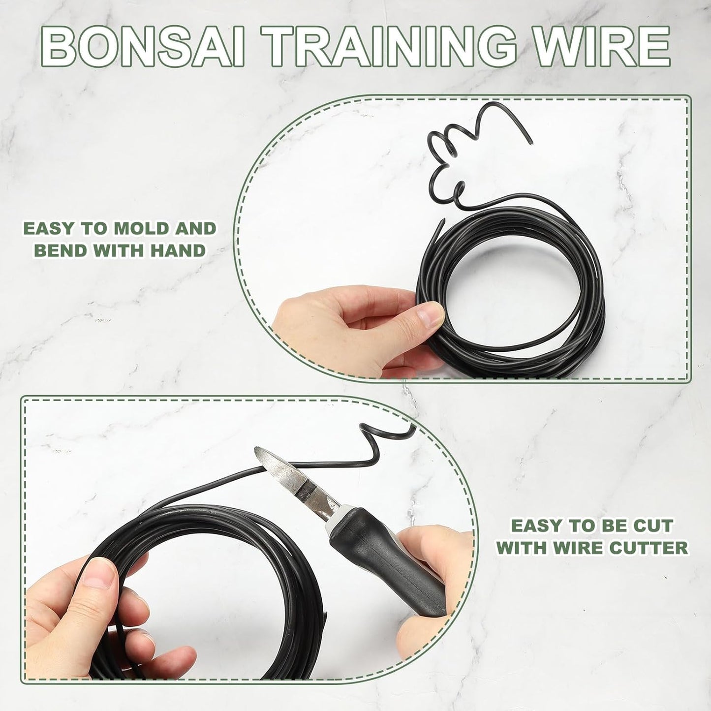 Bonsai Training Wire, 6mm x 9.8 ft Anodized Aluminum Floral Plant Training Wire Bendable Metal Stems Accessories for Gardening Branch Fixing Crafts (Black)