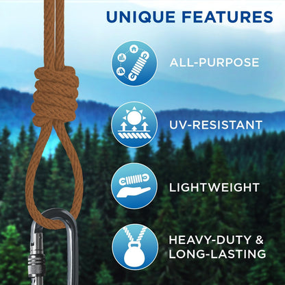 TECEUM Cotton Rope 3/16” (5 mm) – 100 FT – Strong All-Purpose Braided Rope – Natural Cotton – for Crafting, Сamping, Clothes Line, DIY, Indoor & Outdoor Use – Ochre
