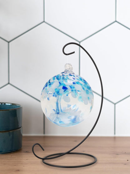Dale Tiffany AC23215-D3 Rainbow Tree of Life Hand Blown Art Glass Ornament Witch Globe Gazing Ball, Aqua, 3" Diameter with Hanging Stand