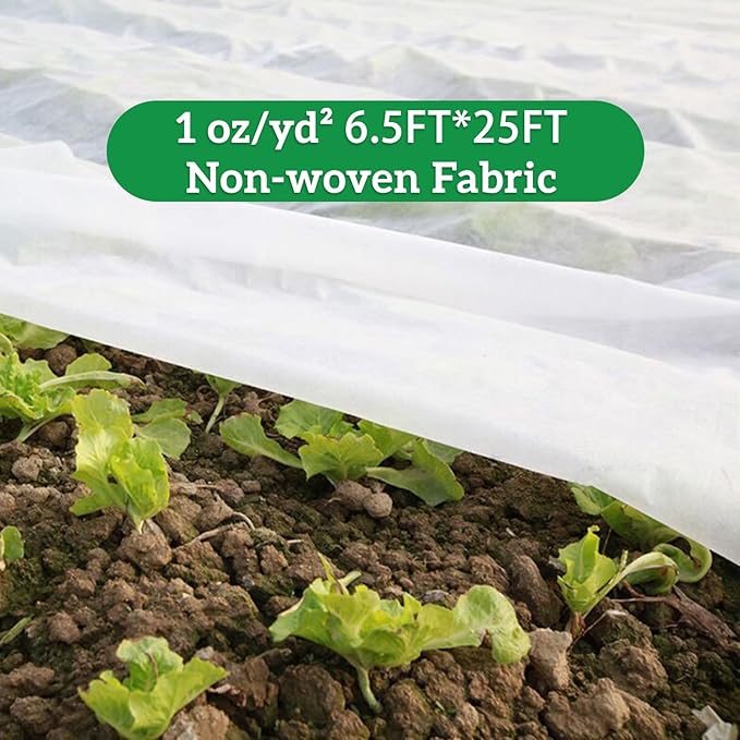 Plant Covers Freeze Protection 6.5 ft x 25 ft Fabric Frost Cloths for Outdoor Plants 1oz/yd² Floating Row Plant Blankets for Winter Frost Sun Protection