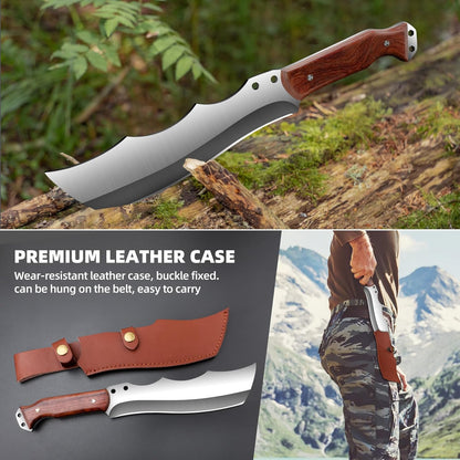 Outdoor Short Machete with Sheath for Cutting Trees, for Yard Work and for urvival Machete Ideal for Gardening,Camping, Fishing, Hunting, Bushcraft