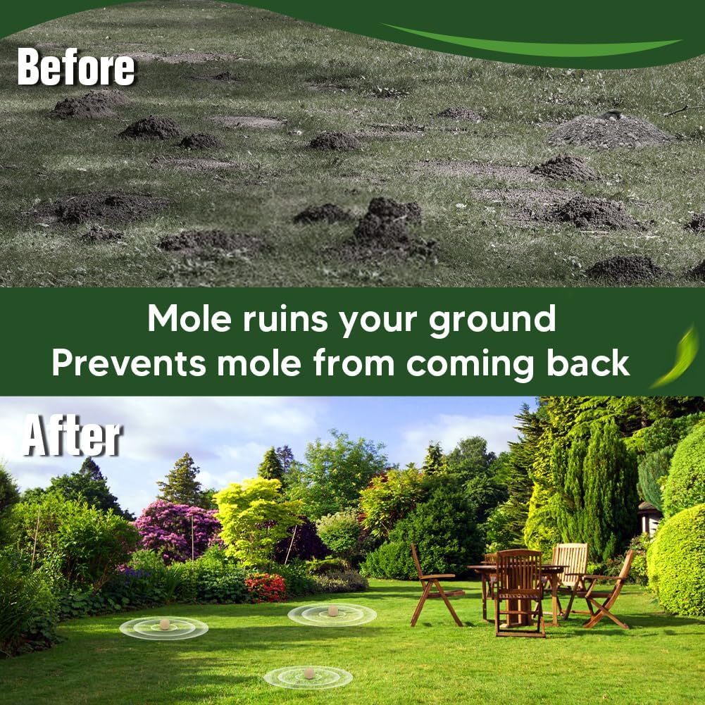 Mole Repellent Outdoor, Gopher Repellents, Vole Repellent for Lawn, Natural Groundhog Repellent, Safe for People & Pets, Mole Repellent for Lawn and Garden, 3 Months Protection -8P