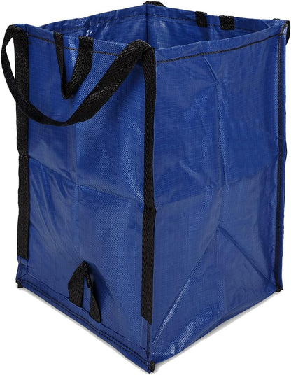 DURASACK Heavy Duty Home and Yard Bags 48-Gallon Reusable Self-Standing Lawn and Leaf Bags Garbage Can with Reinforced Handles, Blue, 3 Pack