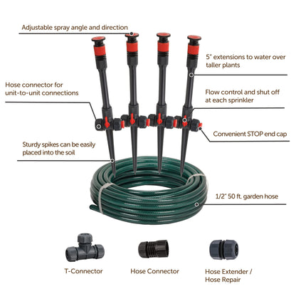 Eden 98063 Multi-Adjustable Flex Design Above Ground Irrigation Garden Sprinkler System, Sprinkler