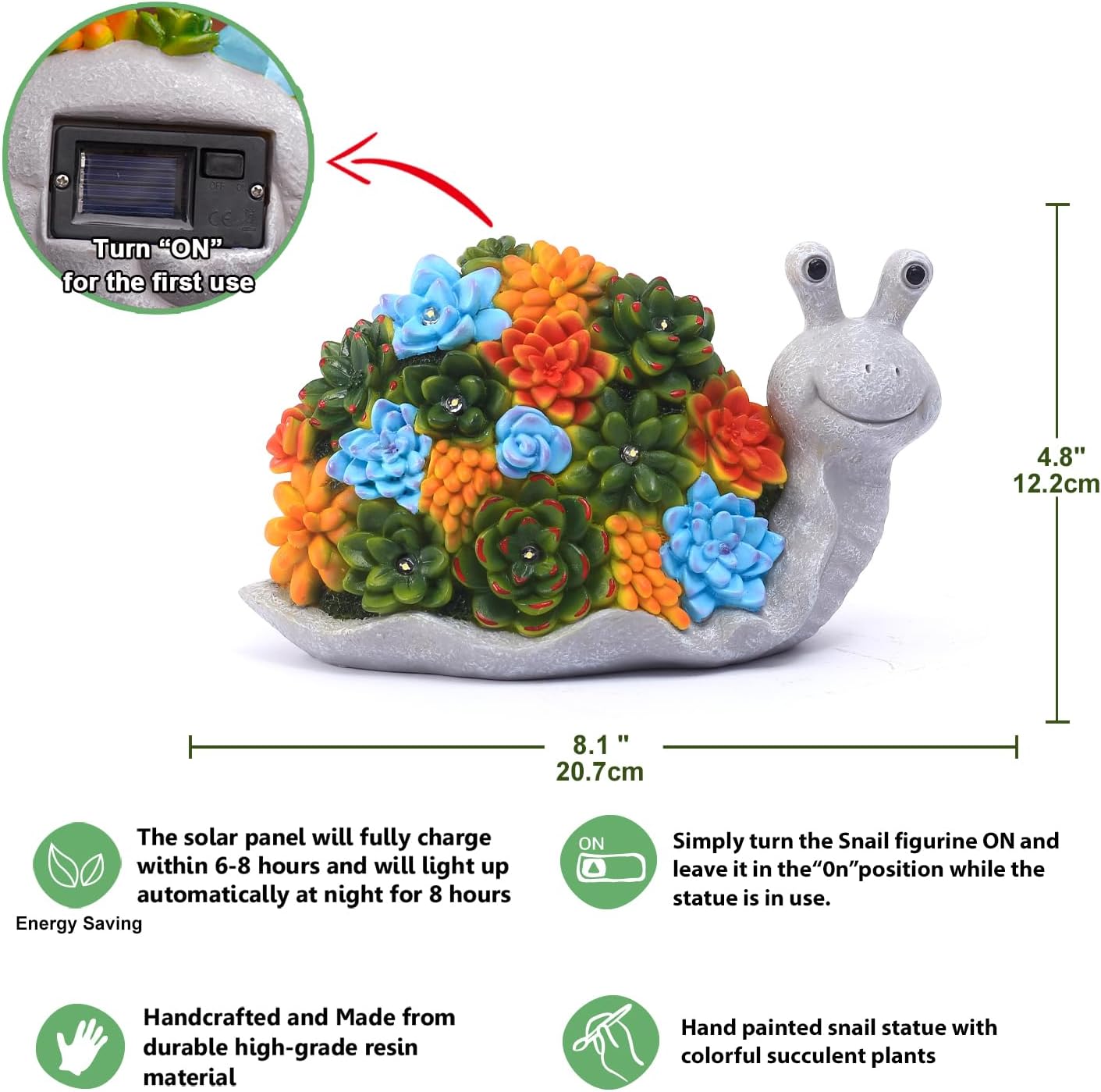 Nacome Snail Statues with Succulent for Garden Decor: Solar Outdoor Clearance Outside Yard Art Porch Patio Balcony Front Lawn Ornaments –Birthday Gifts for Mom Grandma Women