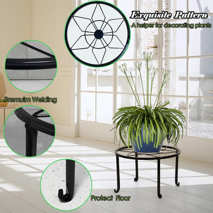 5-Pack Metal Plant Stands, Heavy Duty Indoor/Outdoor, Rustproof Iron, Black