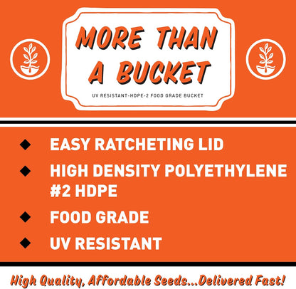5 Gallon Bucket with Easy On/Off Ratcheting Lid - 3 Buckets - HDPE, Food Grade, BPA Free - Gardening & Composting Info - All Purpose Pail
