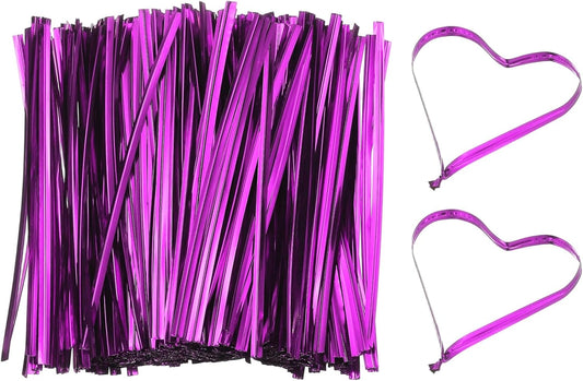 PATIKIL Bag Twist Ties 5 Inch, 800 Pcs Metallic Bread Ties for Treat Plastic Bags Gift Wrapping Candy Coffee Bag Plant Party Cake Favor, Purple