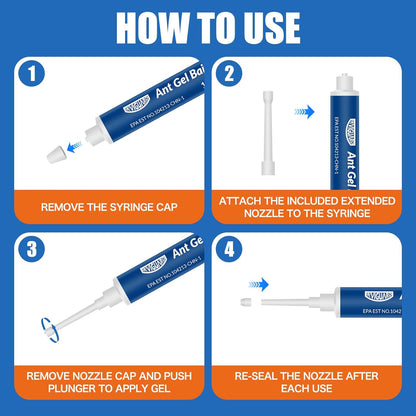 Ant Gel Bait, 3Tubes x 10-Grams, Indoor and Outdoor Use, Killer Gel for Control of Most Major Ant Species, Ready-to-Use Ant Traps for Home & Outdoor