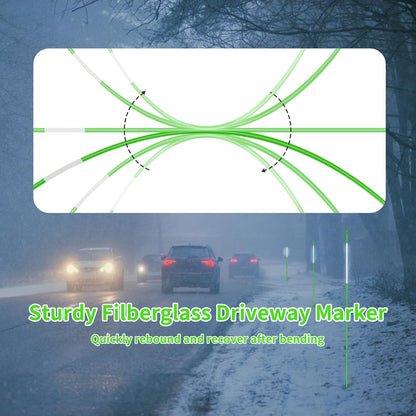 Growsun Driveway Marker 5ft Green Fiberglass 5/16 inch Dia Snow Fence Reflective Plow Stakes for Yard Walkways Parking Lots Safety Rods Edge, 100 Pack