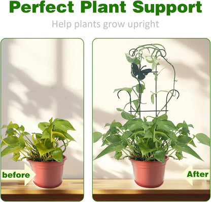23 Inch Plant Trellis for Climbing Plants Indoor, Sturdy Metal Houseplant Trellis for Potted Plants, Rust-Resistant Plant Support for Monstera Pothos Ivy, Outdoor Garden Trellis 4 Pack