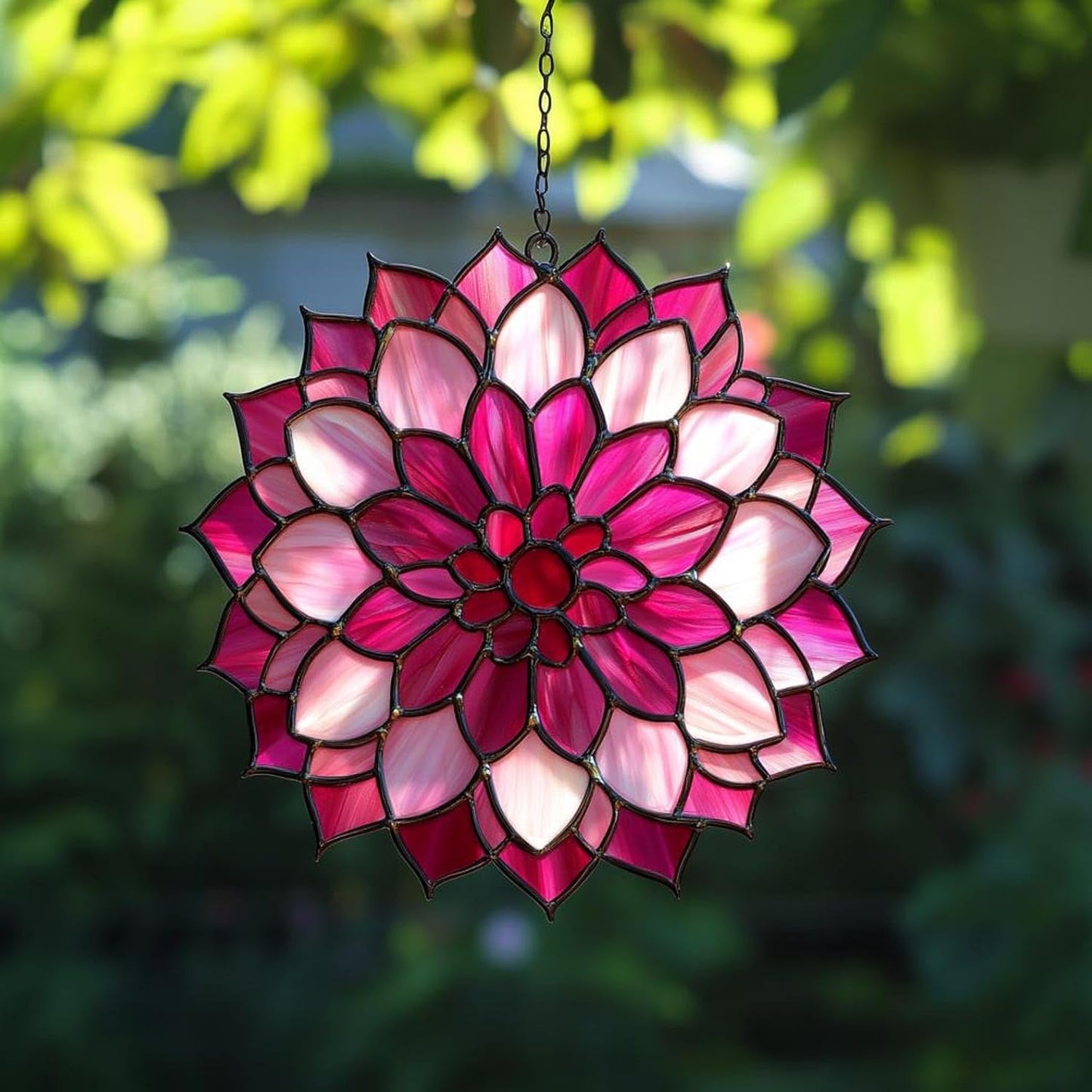 Dahlia Suncatcher Acrylic Window Hanging Pink Ornament August Birth Flower Lover Gift Garden Red Memorial Sun Catchers for Windows Indoor Decorations Outdoor Decor