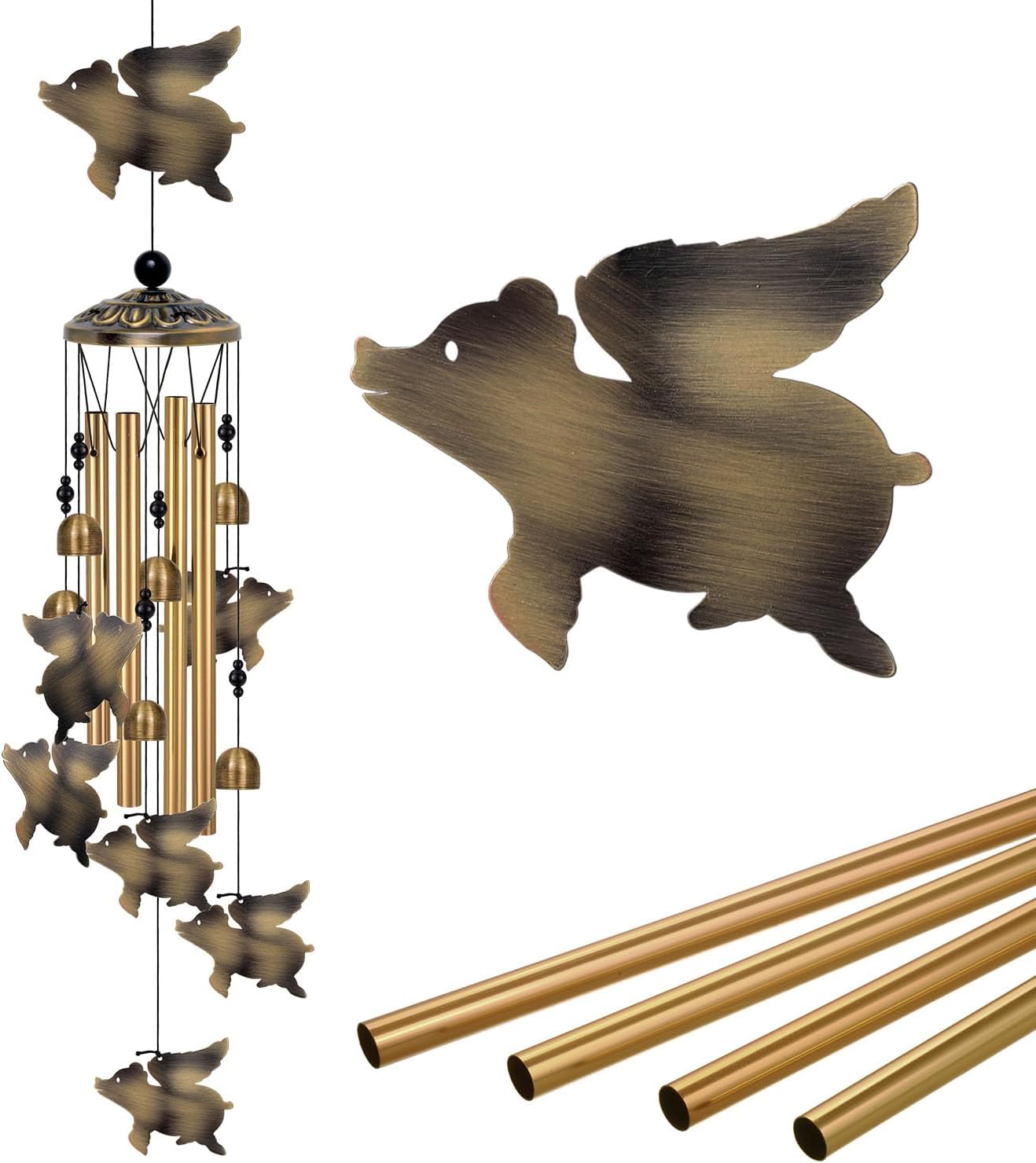 Flying Pigs Wind Chimes Decor, Mobile Blessing Wind Bells Decorate, Sympathy Wind Catcher, Memorial Gifts for Mom, Grandma, Woman (Housewarming/Outside/Indoor/Home/Room/Porch/Yard/Garden Decoration)