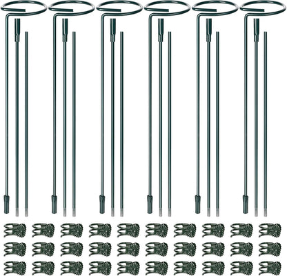 6 Sets Plant Stakes 12/25/36 Inch Adjustable Plant Support Stakes Tall for Indoor Outdoor Plant Holder Stick Steel Garden Stem Pole Amaryllis Stakes with 30 Clip for Tomato Orchid Lily Peony Flower