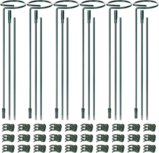 6 Sets Plant Stakes 12/25/36 Inch Adjustable Plant Support Stakes Tall for Indoor Outdoor Plant Holder Stick Steel Garden Stem Pole Amaryllis Stakes with 30 Clip for Tomato Orchid Lily Peony Flower