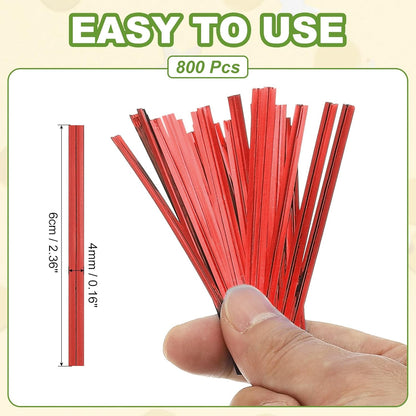 PATIKIL Bag Twist Ties 2 Inch, 800 Pcs Metallic Bread Ties for Treat Plastic Bags Gift Wrapping Candy Coffee Bag Plant Party Cake Favor, Red