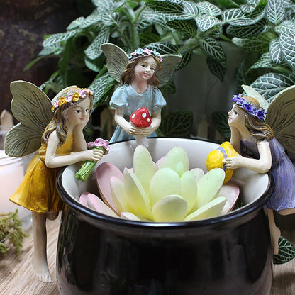 Garden Miniatures Fairies Mini Garden Figurine Set Fairies Statues Without a Stick for Outdoor Garden Yard Lawn Home Decor Lovely Resin Fairy Angel Accessories (5 Pieces)