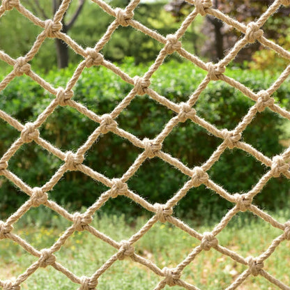 Natural Jute Hemp Rope Net,8mm Thick Safety Anti-Fall for Children Pet,Balcony Stairs Garden Playground Protection Net,Indoor & Outdoor Decor (Size:2M*7M(6.5FT*22.9FT))