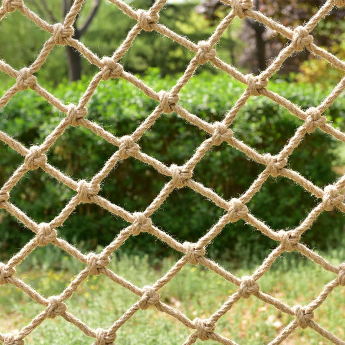 Natural Jute Hemp Rope Net,8mm Thick Safety Anti-Fall for Children Pet,Balcony Stairs Garden Playground Protection Net,Indoor & Outdoor Decor (Size:4M*7M(13.1FT*22.9FT))