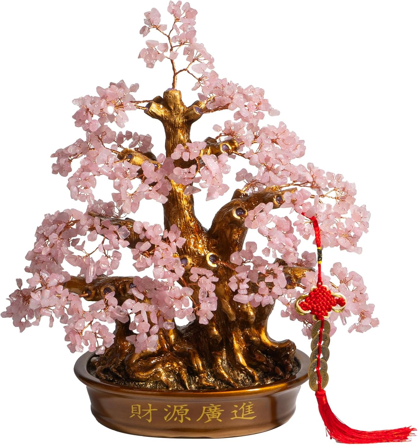 Natural Rose Quartz Tree Large,18" Chakra Crystal Tree(1,300 Gemstone Count) Healing Properties - Bonsai Feng Shui Money Tree for Love Self Care Home Office Decoration