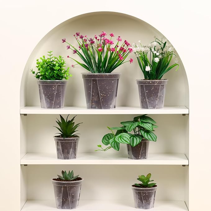 CEWOR 12pcs 4/5/6 Inch Clear Nursery Pots with Saucer, Transparent Plastic Plant Pots with Drainage Hole for House Plants, Flower, Succulent and Outdoor Clearance