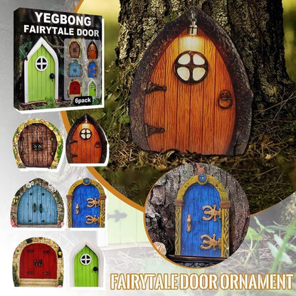 Blue Miniature Fairy Door for Tree, 3D Garden Decor, Bonsai Terrarium Micro Landscape Decoration Accessories Garden Miniatures