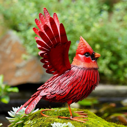 Nacome Cardinal Garden Decor Metal Yard: Art Outdoor Sculptures & Statues Large Red Bird Ornaments for Patio Balcony Front Backyard - Gifts for Grandma Mom