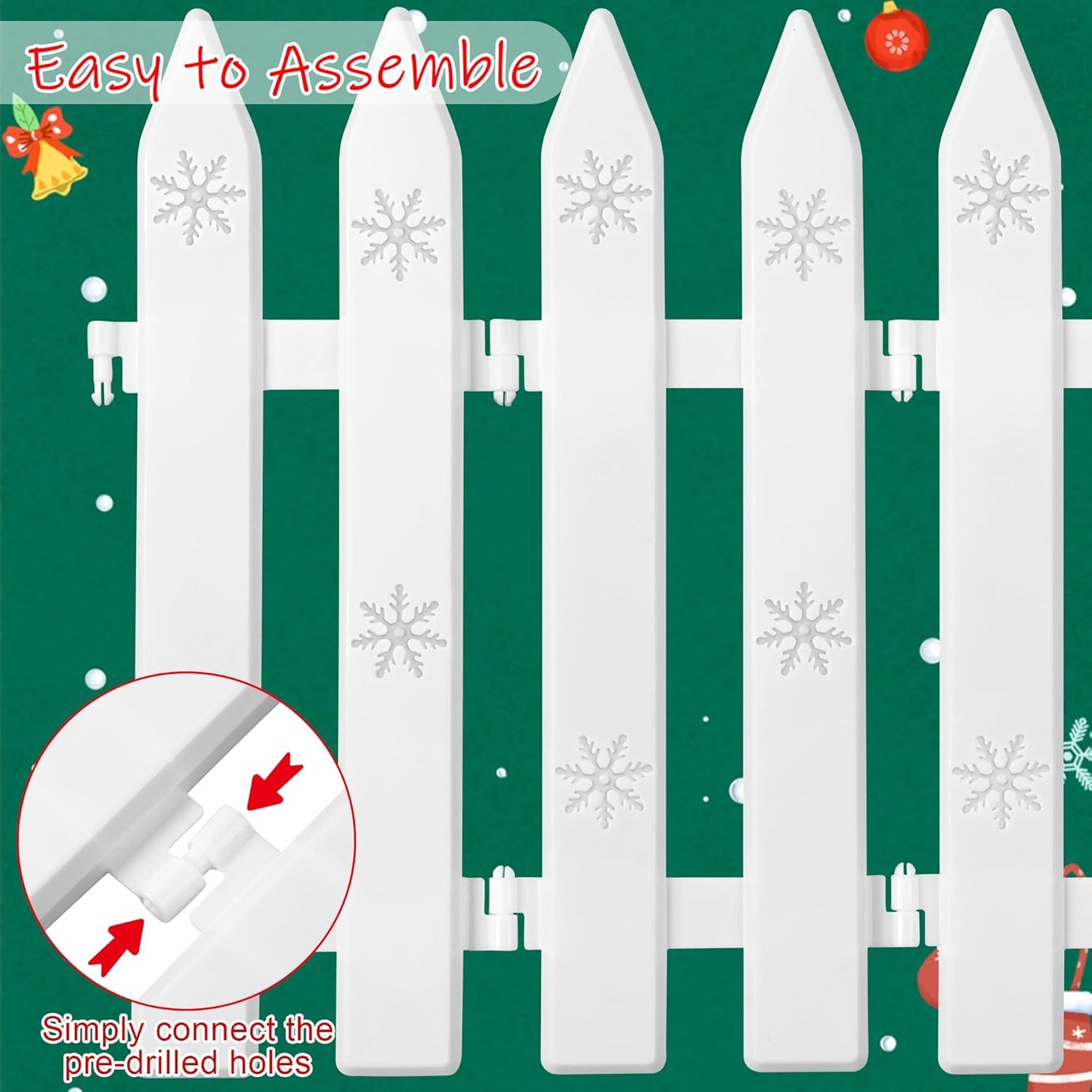 Aodaer 30 Pieces Christmas Tree Fences Plastic Picket Fence 12 Inch Christmas Fence Border Tree Barrier for Christmas Party Wedding Garden Home Fence Decoration, White