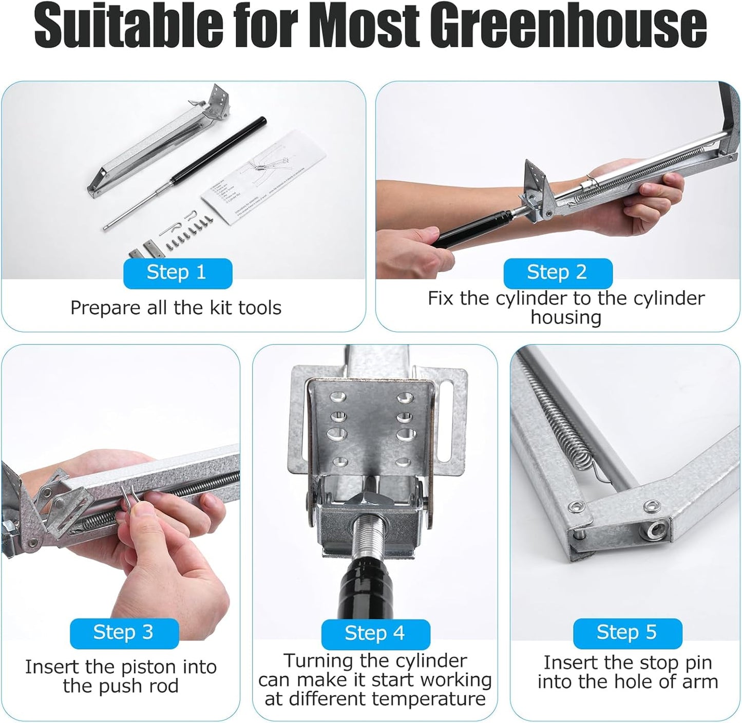 CHANGE MOORE Auto Vent Opener Automatic Greenhouse Window Opener Roof Vent Opener Auto Vent Kit Sensitive Gardening Tools Automatic Greenhouses Supplies (1Pack Single Spring Up to 33lbs)