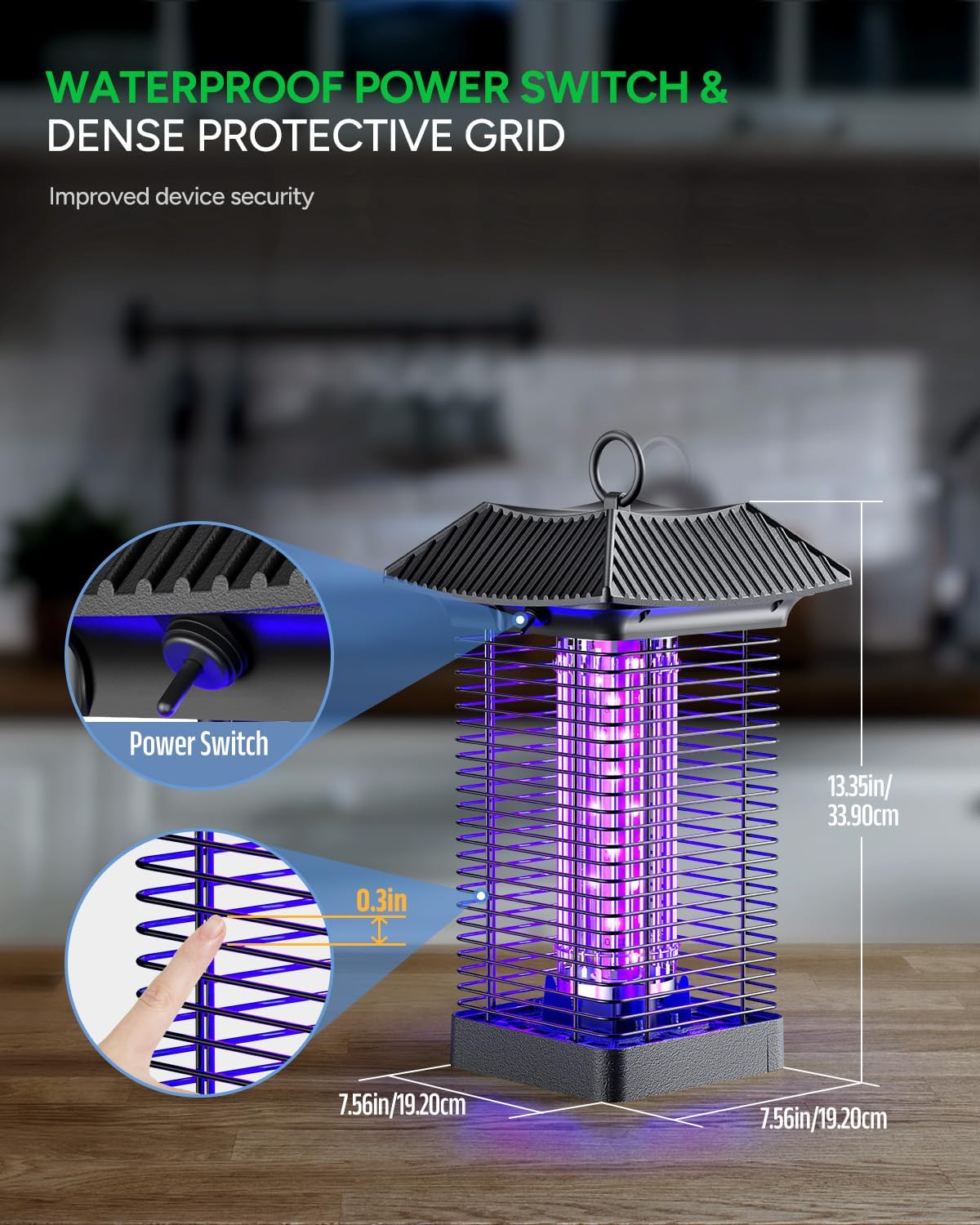 Buzbug LED Bug Zapper Indoor Outdoor, Durable 10 Years Lifespan Lamp, Sustainable Less Power, 6.5ft Power Cord, High-Voltage Mosquito Zapper, Fly Trap Mosquito Trap, Fly Killer Fly Zapper