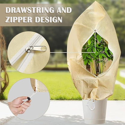 LangRay Plant Covers Freeze Protection, Winter Frost Cloths 2.8oz/yd² with Zipper and Drawstring, Garden Cover Protective Blankets for Outdoor Plants Fruit Palm Olive Trees (98in*141in 1pc)