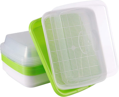 8 Pack Seed Sprouter Tray, BPA Free, Big Capacity Seed Germination Tray, Healthy Wheatgrass Seeds Grower with Lid for Growing, Bean Sprouts, Cat Grass, Wheat Grass, Mung Beans