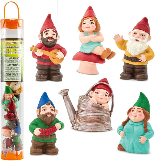 Safari Ltd. Gnome Family TOOB - Hand-Painted, 6 Pieces Lifelike Model Figures - Fun Educational