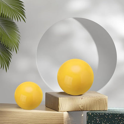 uxcell 2 Pcs Gazing Globe Decor Ball 2.5 Inch 63mm Reflective Garden Sphere Hollow Ball, Seamless Stainless Steel Gazing Ball, Smooth Mirror Globe for Garden Home Decor, Bright Yellow